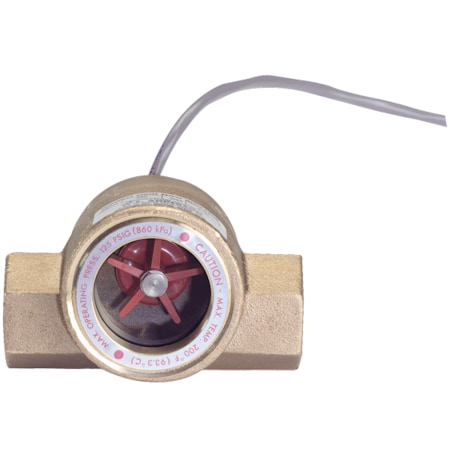 Dwyer Instruments Brass sight flow indicator with A-711T sensor, range 2-20 GPM 7.6-75.5 LPM, 1/2in female NPT SFI-100T-1/2-A711T